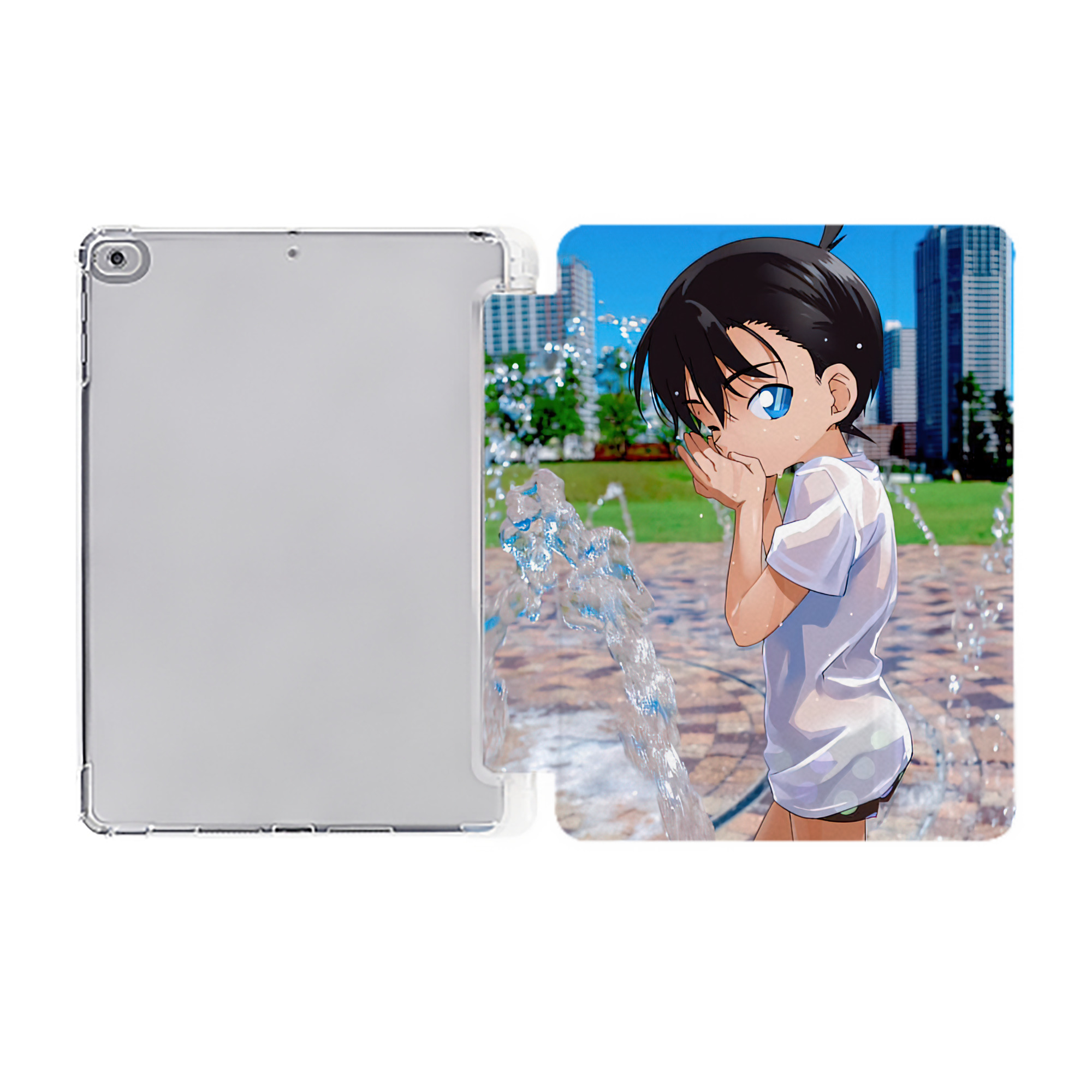 （画像用） 名探偵コナン Detective Conan IPad ケース ペン収納付き 三つ折りスタンド PUレザー×シリコン 対応機種9.5/10.5/10.9インチ
